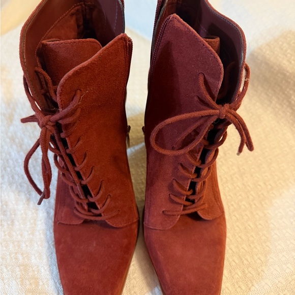 Vince Camuto Red Suede Heeled Boots - Picture 6 of 15